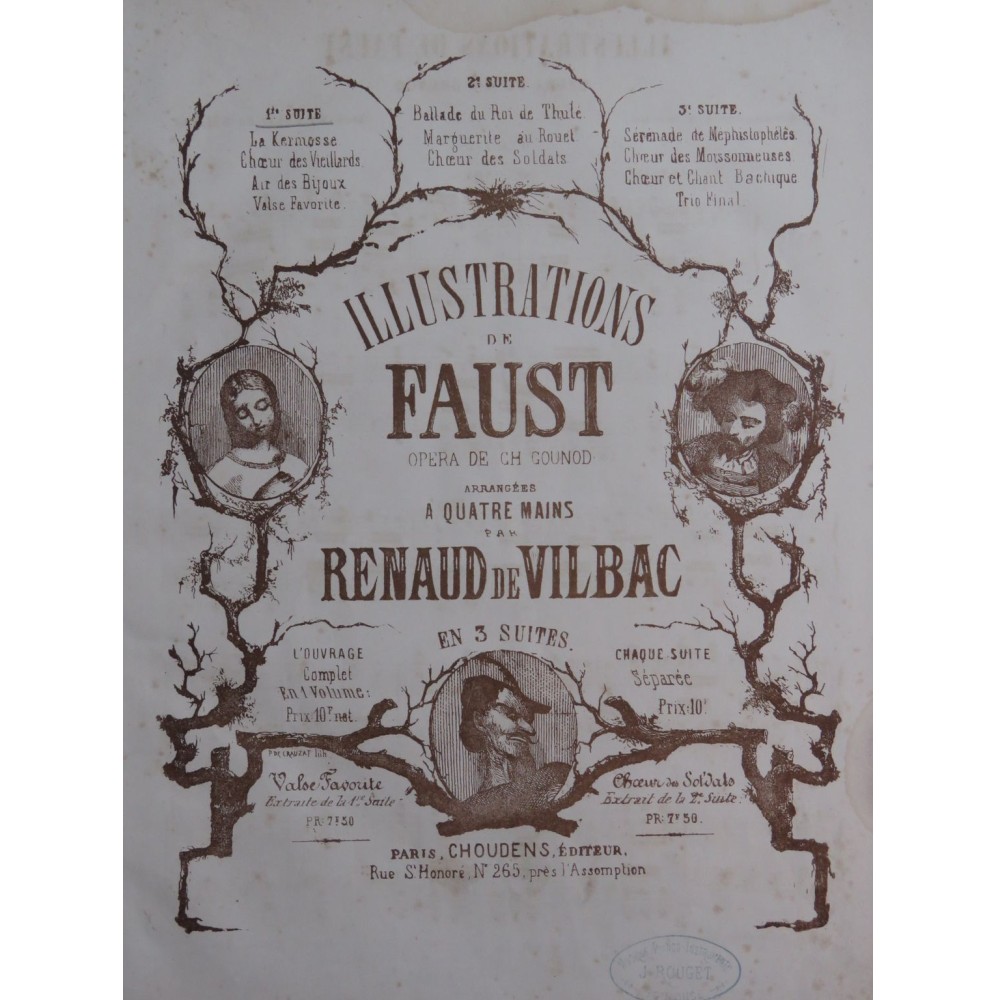 DE VILBAC Renaud Illustrations de Faust Gounod 1ère Suite Piano 4 mains ca1860