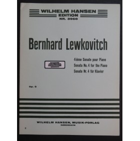 LEWKOVITCH Bernhard Sonate No 4 op 5 Piano 1954