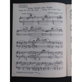 LEWKOVITCH Bernhard Sonate No 4 op 5 Piano 1954