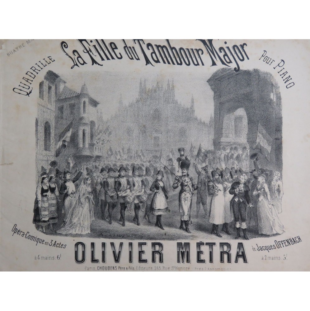 MÉTRA Olivier La Fille du Tambour Major Offenbach Quadrille Piano 4 mains ca1880