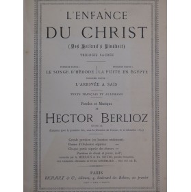 BERLIOZ Hector L'Enfance du Christ Chant Piano ca1895