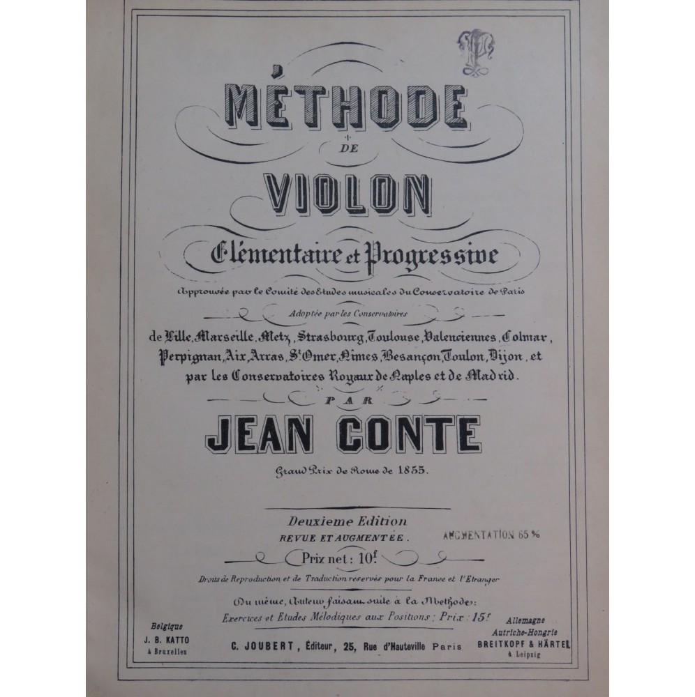 CONTE Jean Méthode de Violon élémentaire et progressive Violon XIXe