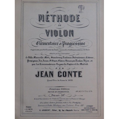 CONTE Jean Méthode de Violon élémentaire et progressive Violon XIXe