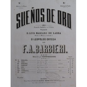 BARBIERI F. A. Suenos de Oro Zarzuela No 15 bis Piano ca1870