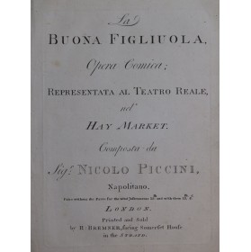 PICCINNI Niccolo La Buona Figliuala Opéra Chant Orchestre ca1770