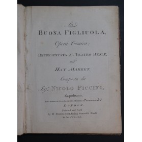 PICCINNI Niccolo La Buona Figliuala Opéra Chant Orchestre ca1770