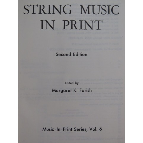 FARISH Margaret K. String Music in Print 1980