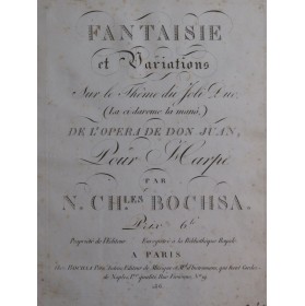 BOCHSA N. Ch. Fantaisie et Variations Don Juan Harpe ca1810