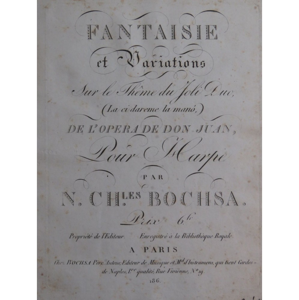 BOCHSA N. Ch. Fantaisie et Variations Don Juan Harpe ca1810