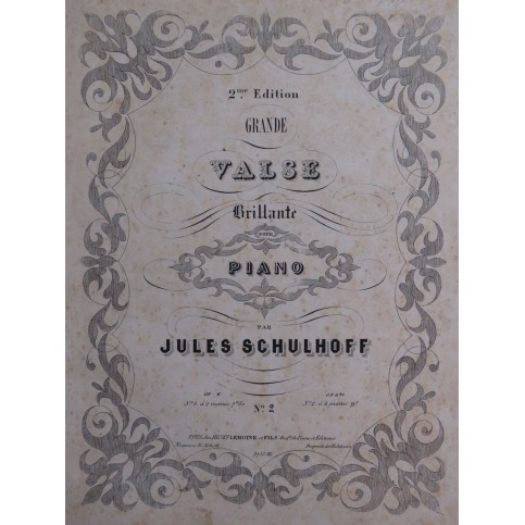 SCHULHOFF Jules Grand Valse Brillante op 6 bis Piano 4 mains ca1860