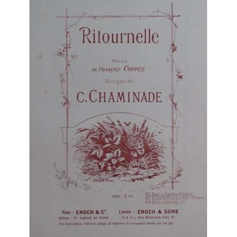 CHAMINADE Cécile Ritournelle Chant Piano 1886