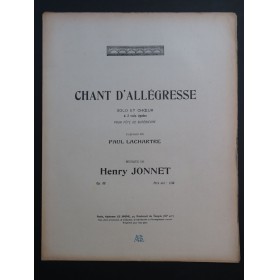 JONNET Henry Chant d'Allégresse op 89 Chant Piano