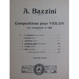 BAZZINI Antonio La Ronde des Lutins Violon Piano XIXe siècle