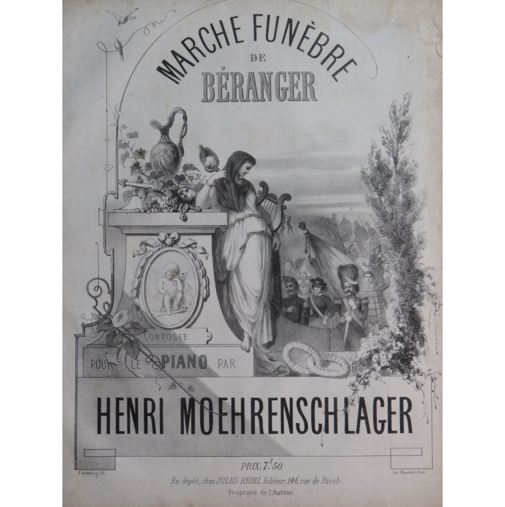 MOEHRENSCHLAGER Henri Marche Funèbre de Béranger Piano XIXe siècle