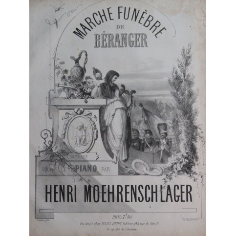 MOEHRENSCHLAGER Henri Marche Funèbre de Béranger Piano XIXe siècle