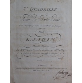 JADIN Louis Quadrille No 2 Danse Piano Tambour de Basque ca1810