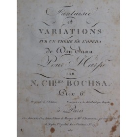 BOCHSA N. Ch. Fantaisie No 3 et Variations Don Juan Harpe ca1810