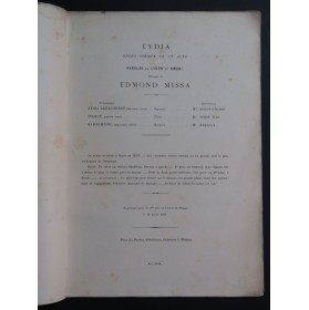 MISSA Edmond Lydia Opéra Chant Piano 1887