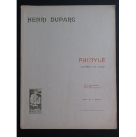 DUPARC Henri Phidylé Chant Piano 1904