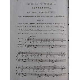 CRESCENTINI Clori la Pastorella Canzonetta Chant Guitare ca1810