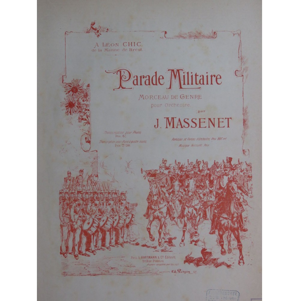 MASSENET Jules Parade Militaire Piano 1887