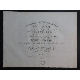 TOLBECQUE J. B. Quadrille sur Masaniello Danse Piano ca1850