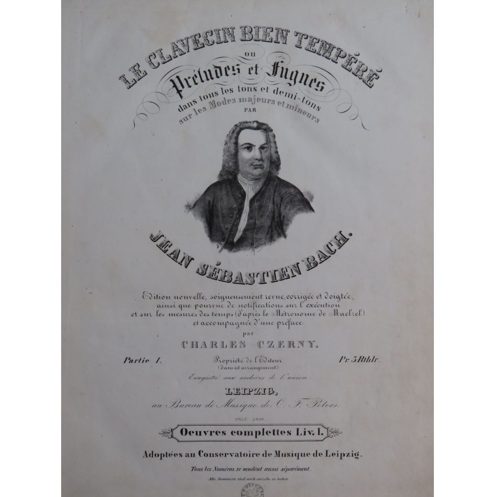 BACH J. S. Le Clavecin bien tempéré L'Art de la Fugue Piano ca1850