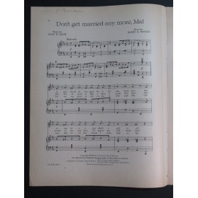 PETHER Henry E. Don't get married any more Ma! Chant Piano 1907