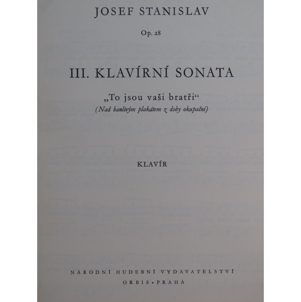 STANISLAV Josef Treti Klavirni Sonata Piano 1951