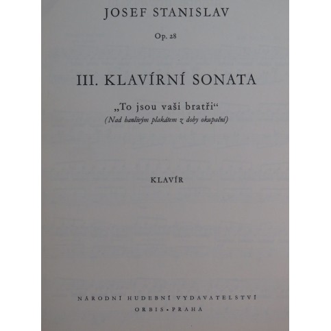 STANISLAV Josef Treti Klavirni Sonata Piano 1951