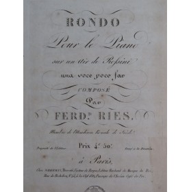 RIES Ferdinand Rondo sur un Air de Rossini Piano ca1820