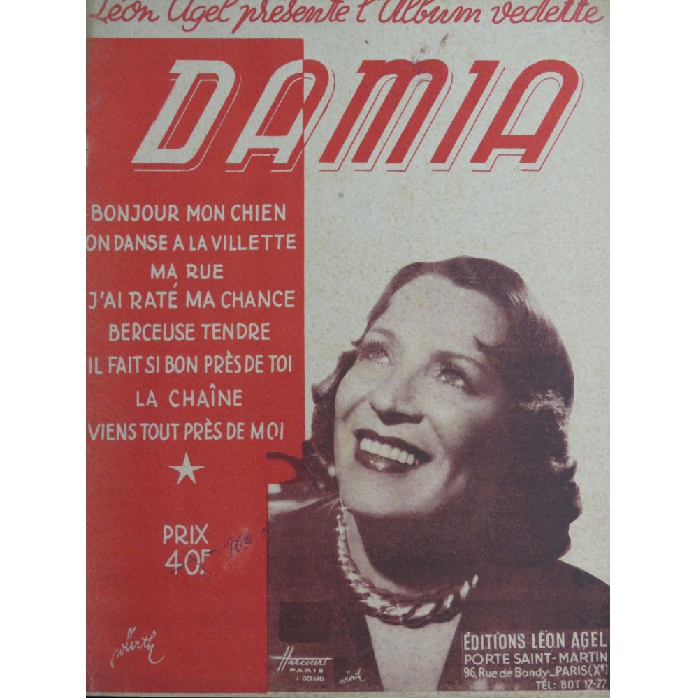 Album Damia 7 Pièces Chant Piano 1943