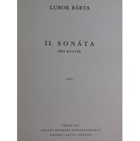 BÁRTA Lubor Sonate No 2 Piano 1963