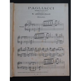 LEONCAVALLO Ruggero Pagliacci Opéra Chant Piano 1892