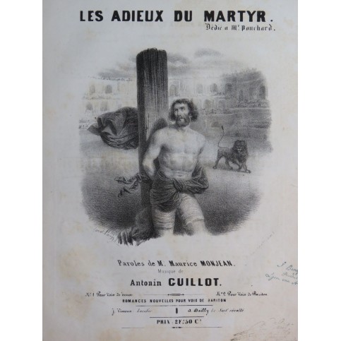 GUILLOT Antonin Les Adieux du Martyr Chant Piano ca1850