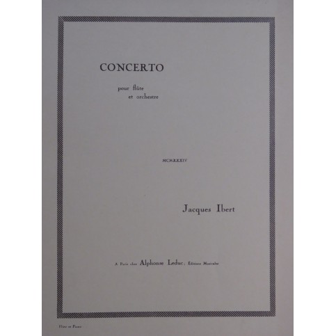 IBERT Jacques Concerto Piano Flûte