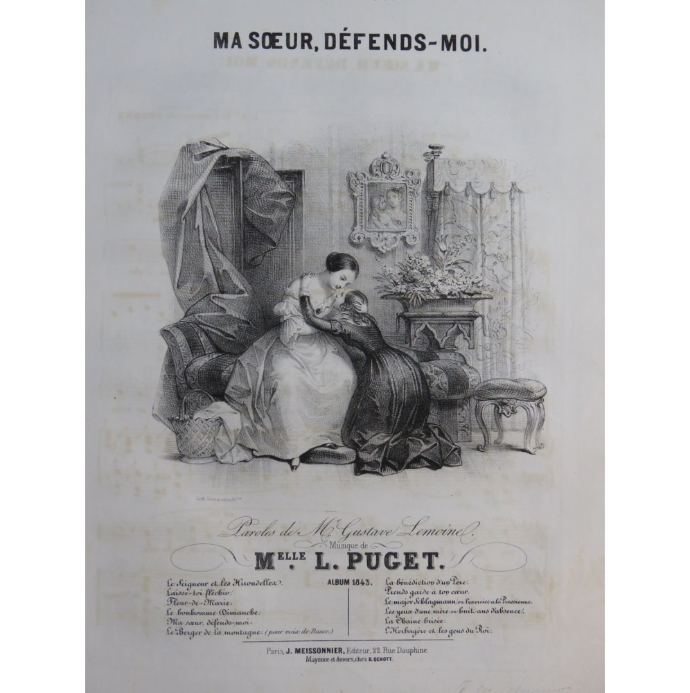 PUGET Loïsa Ma sœur défends-moi Chant Piano 1843