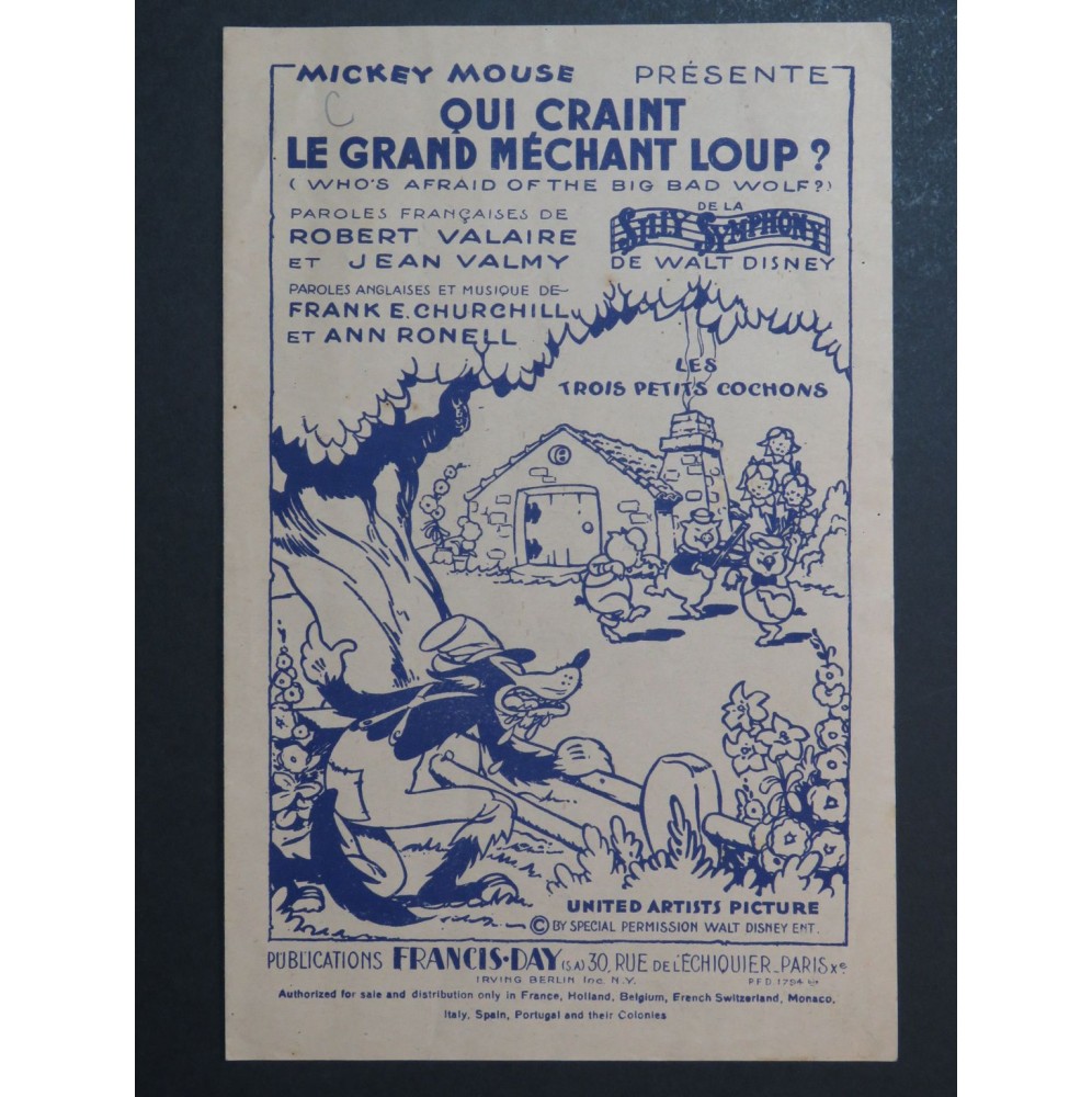 Qui craint le Grand Méchant Loup ? Walt Disney Chant 1934