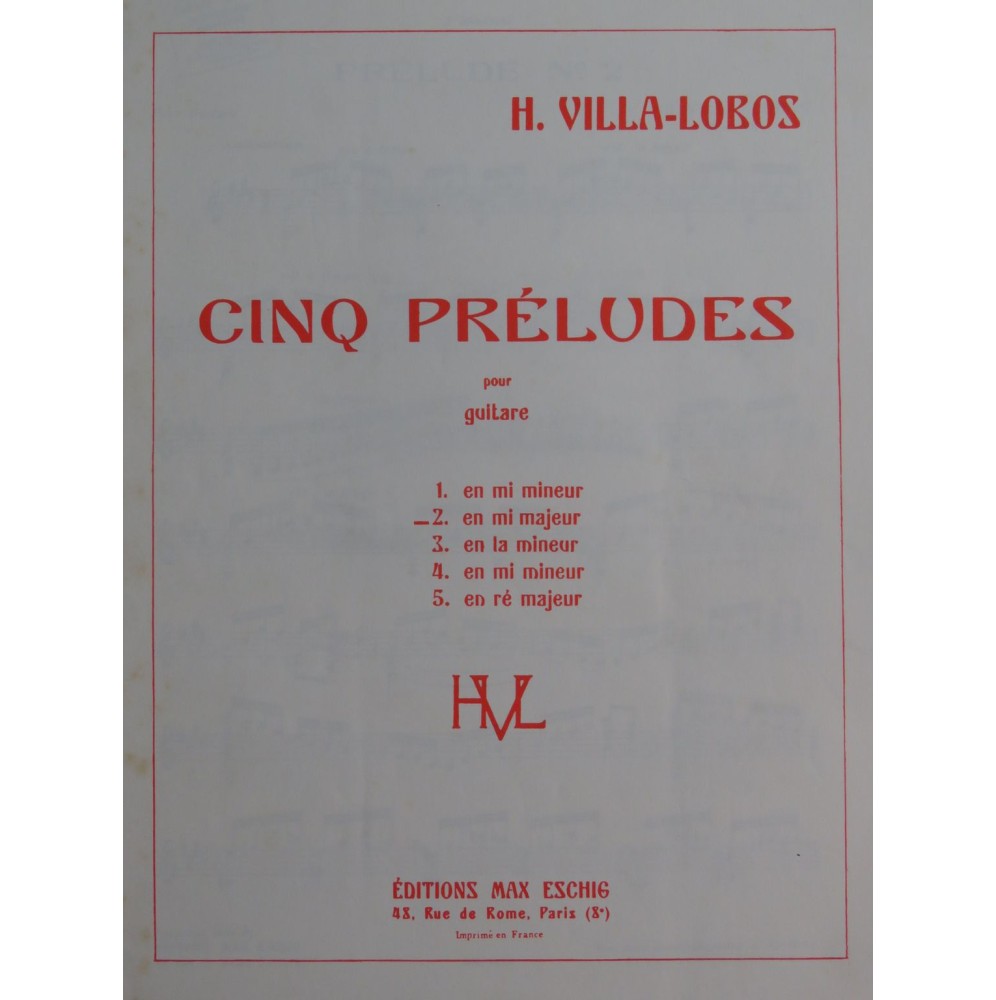 VILLA-LOBOS Heitor Prélude No 2 Guitare 1983