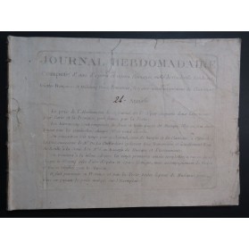 Journal Hebdomadaire Airs d'Opéra Comique Chant Clavecin ca1788