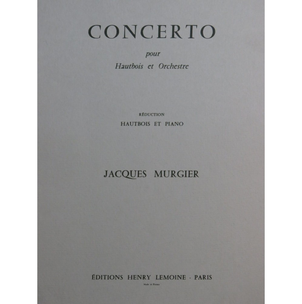 MURGIER Jacques Concerto Piano Hautbois