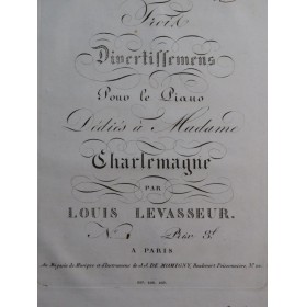 LEVASSEUR Louis Divertissement No 1 Piano ca1820