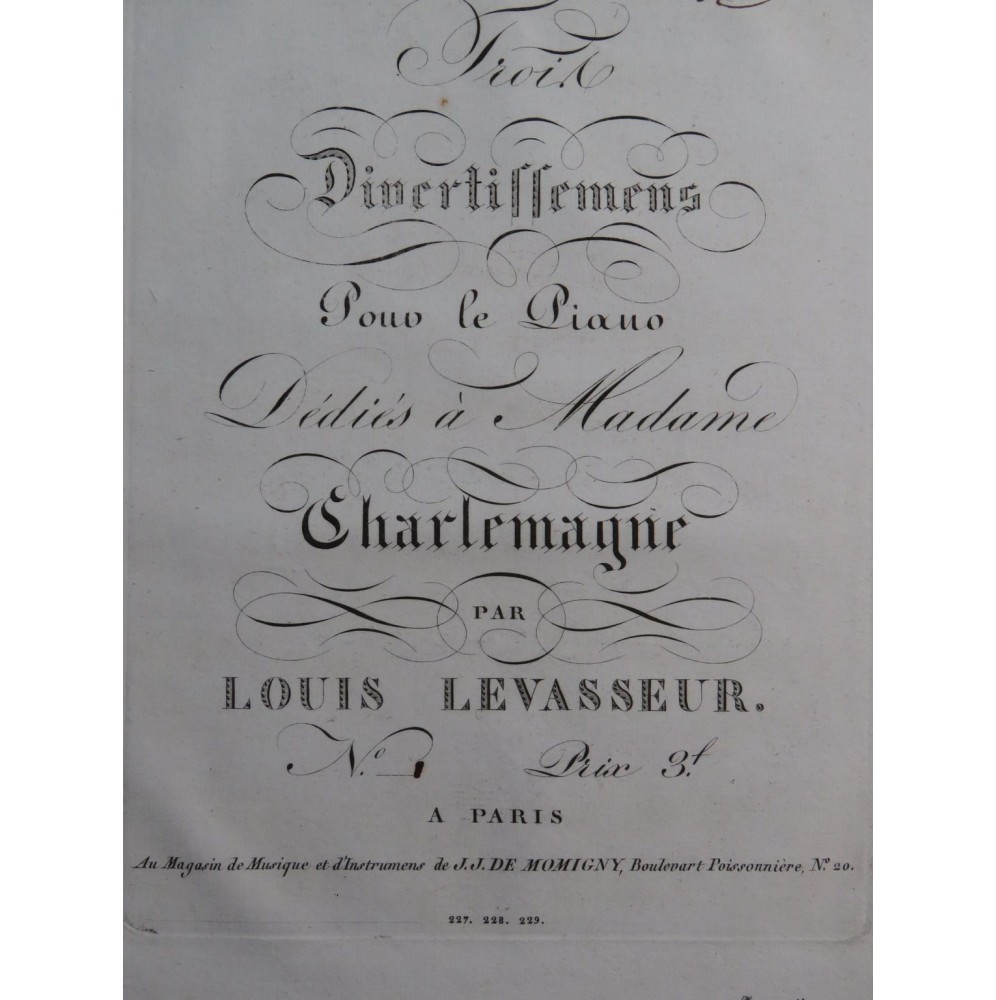 LEVASSEUR Louis Divertissement No 1 Piano ca1820