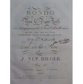 RIEGER Jean-Népomucène Rondo op 17 Dédicace Piano ca1820