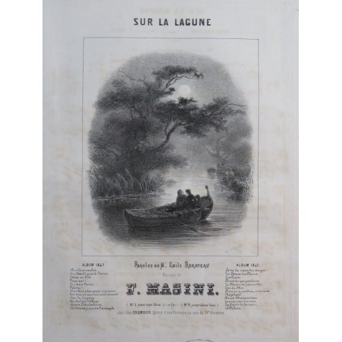 MASINI F. Sur la Lagune Chant Piano ca1840