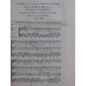 BERTON Henri Les Maris Garçons No 7 Chant Guitare ca1810