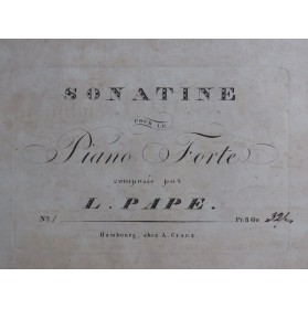 PAPE L. Sonatine Piano ca1840