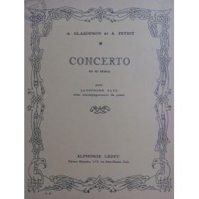 GLAZOUNOV A. PETIOT A. Concerto Piano Saxophone