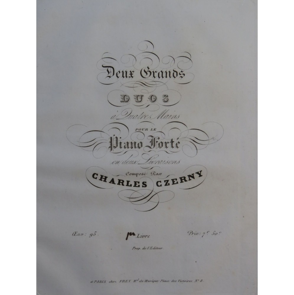 CZERNY Charles Grand Duo No 1 op 95 Piano 4 mains ca1825