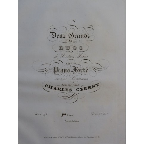 CZERNY Charles Grand Duo No 1 op 95 Piano 4 mains ca1825